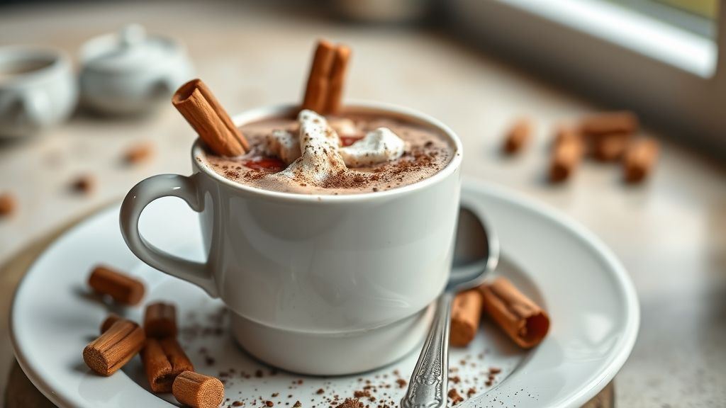 Caneca de chocolate quente cremoso com Toddy, coberta com chantilly e raspas de chocolate, servida quente e aconchegante.