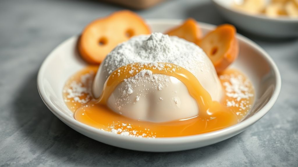 Doce de leite em pó cremoso pronto, servido em potes individuais com textura macia e aparência apetitosa