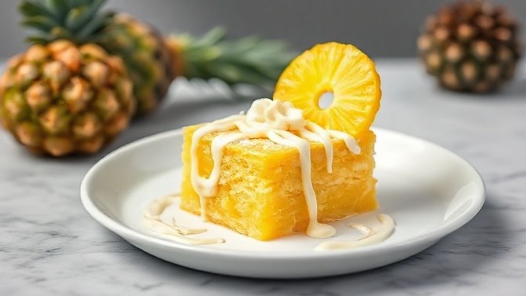 Sobremesa em camadas com creme de abacaxi, cobertura de chantilly e chocolate branco ralado em refratário elegante.