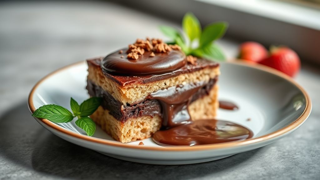 Ganache de chocolate meio amargo com textura cremosa e brilho intenso, pronta para rechear bolos