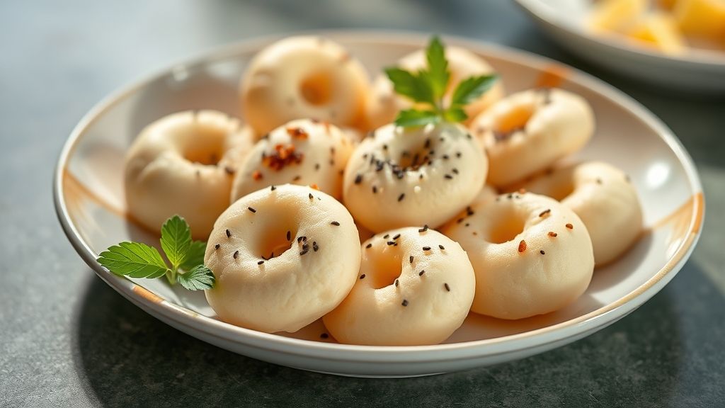 Prato com salgados dourados e crocantes, feitos com massa de leite leve e macia