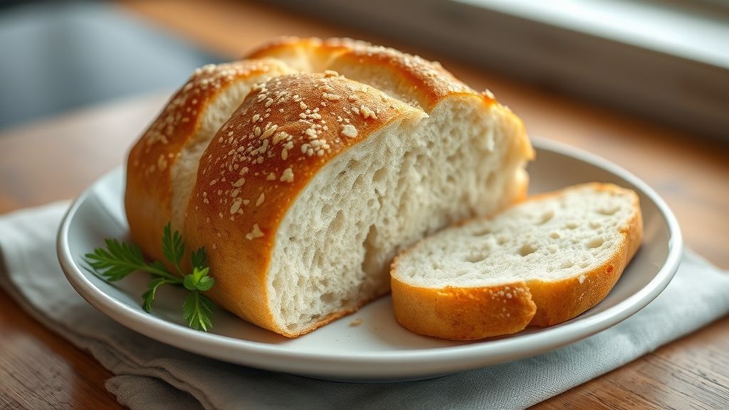 Pães caseiros dourados, com casca macia e miolo leve, dispostos sobre uma tábua rústica.