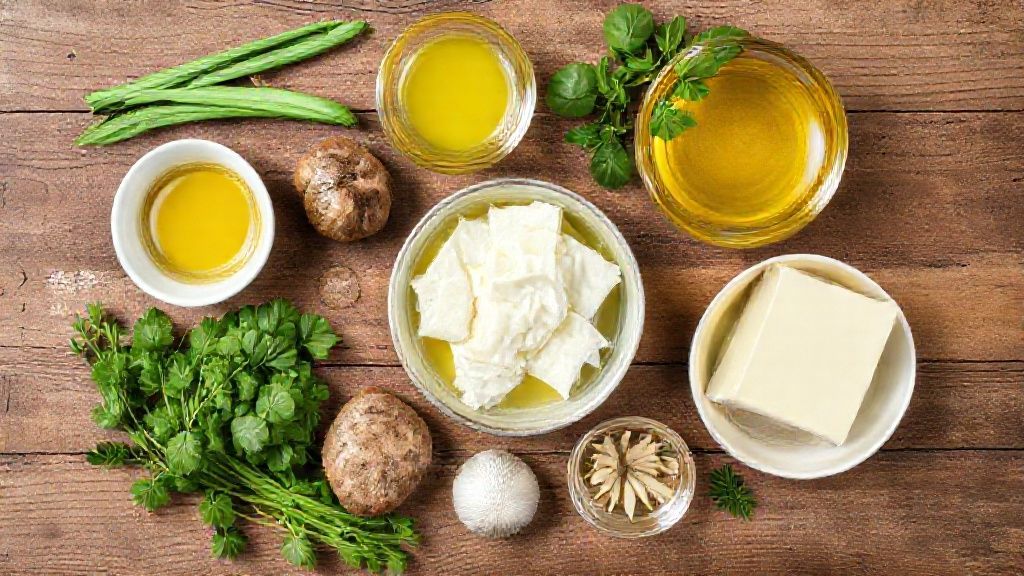 Visão de cima mostrando barra de manteiga sem sal e panela limpa sobre bancada