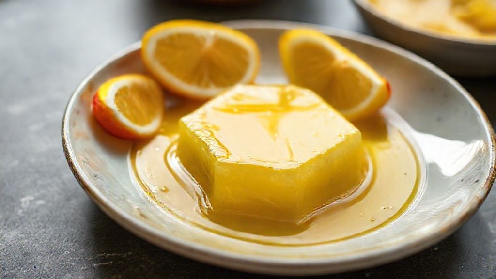 Pote de manteiga ghee dourada pura feito em casa, com cor dourada e textura brilhante