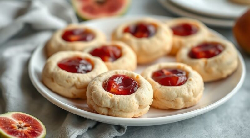 Biscoitinhos de goiabada dourados e crocantes servidos em um prato sobre mesa rústica, prontos para o café