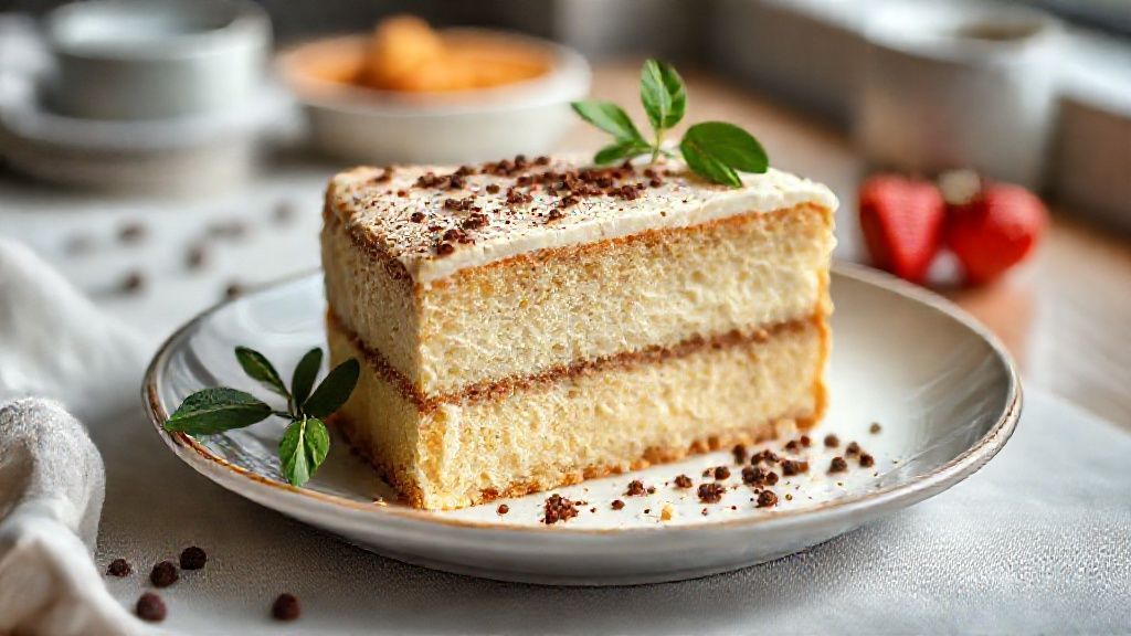 Bolo pega marido cremoso sem fermento dourado, com textura úmida e cobertura de coco