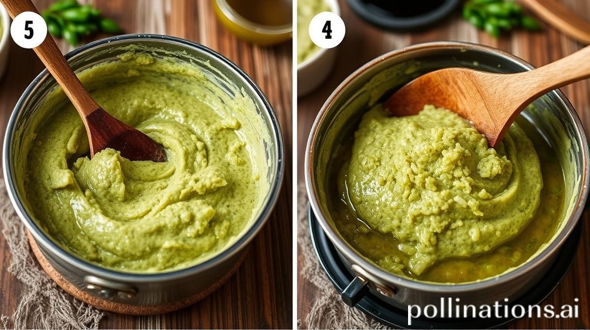 Passo a passo do preparo do bolinho de milho verde, mostrando mistura da massa amarela com grãos de milho visíveis, colher pegando porção para fritar em óleo quente, ambiente de cozinha caseira