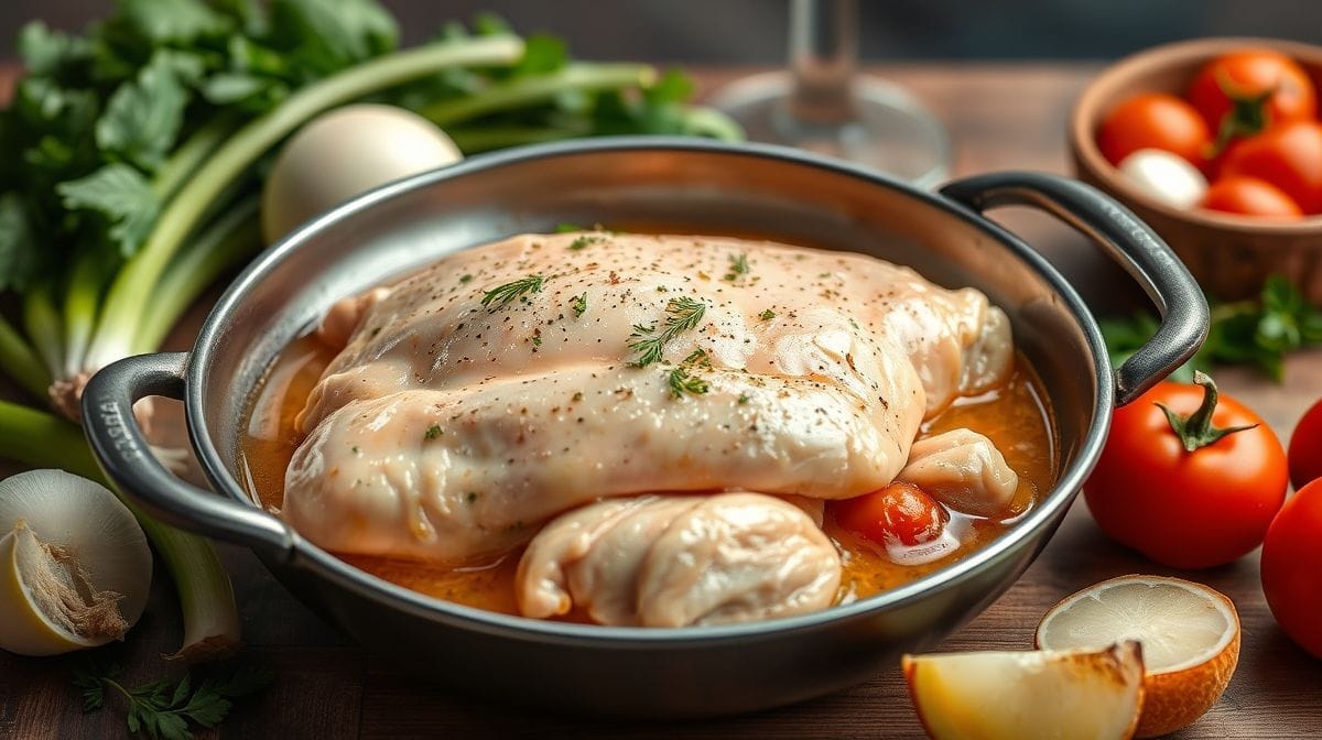 preparo de frango desfiado cremoso na panela com ingredientes frescos ao redor, cebola, alho, tomate, vasilha com requeijão, cozinha caseira