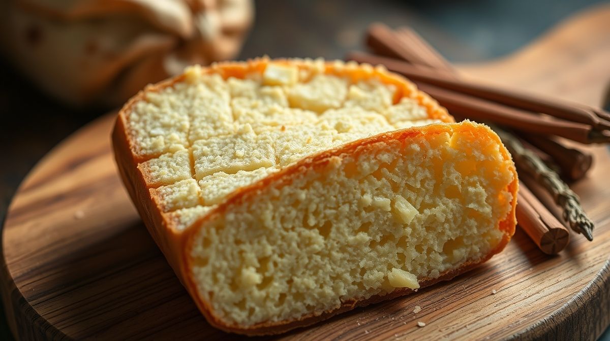 Imagem detalhada de um quilo de mocotó cru, mostrando suas texturas, sobre uma tábua de madeira com alguns temperos ao lado, estilo culinário artesanal, luz suave