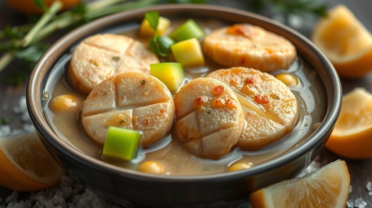 Foto close-up de medalhões de filé mignon suculentos ao molho de cogumelos cremoso, com cogumelos frescos visíveis, apresentando textura e brilho apetitosos, prato branco sobre mesa rústica