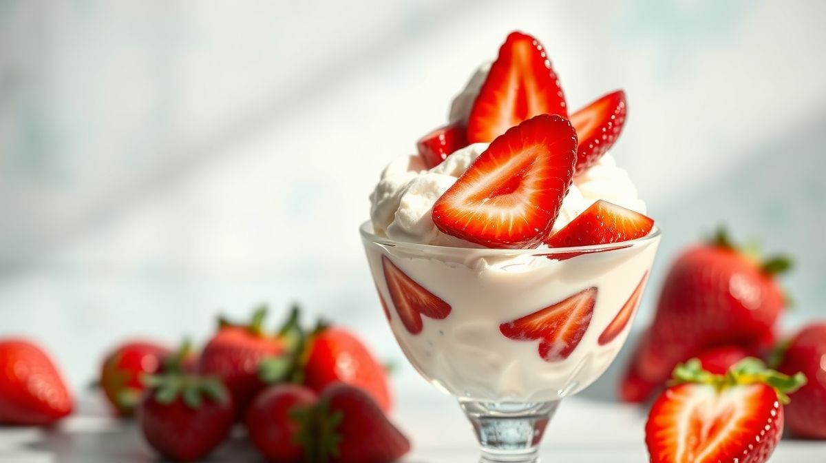 Sorvete de leite condensado com morango delicioso e fácil