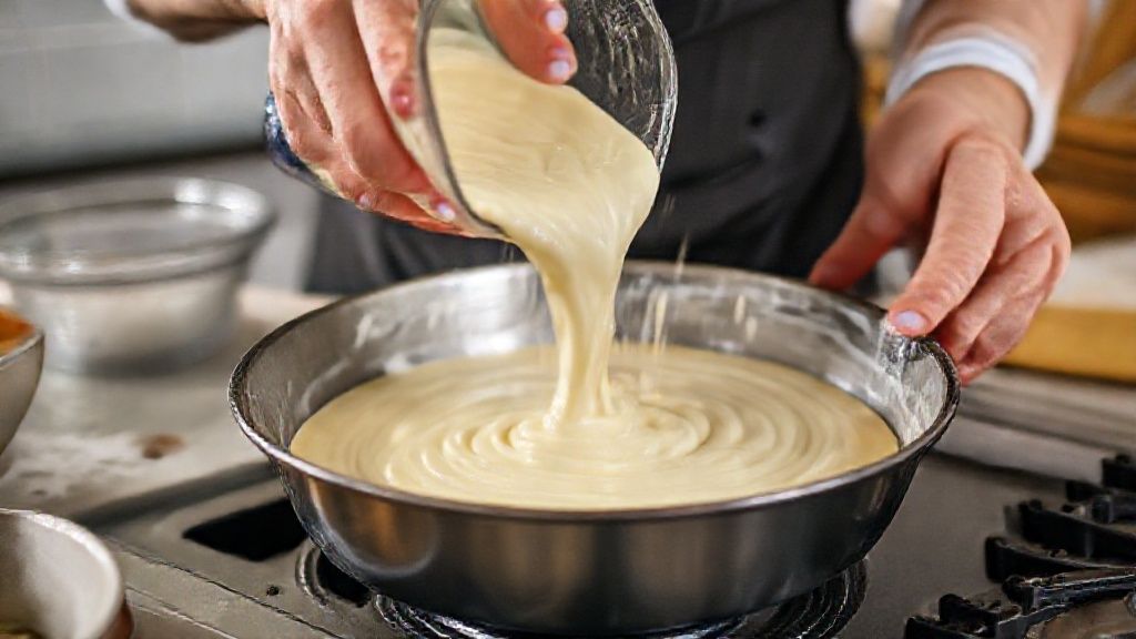 Mãos batendo a massa de pizza no liquidificador e espalhando na forma antes de levar ao forno
